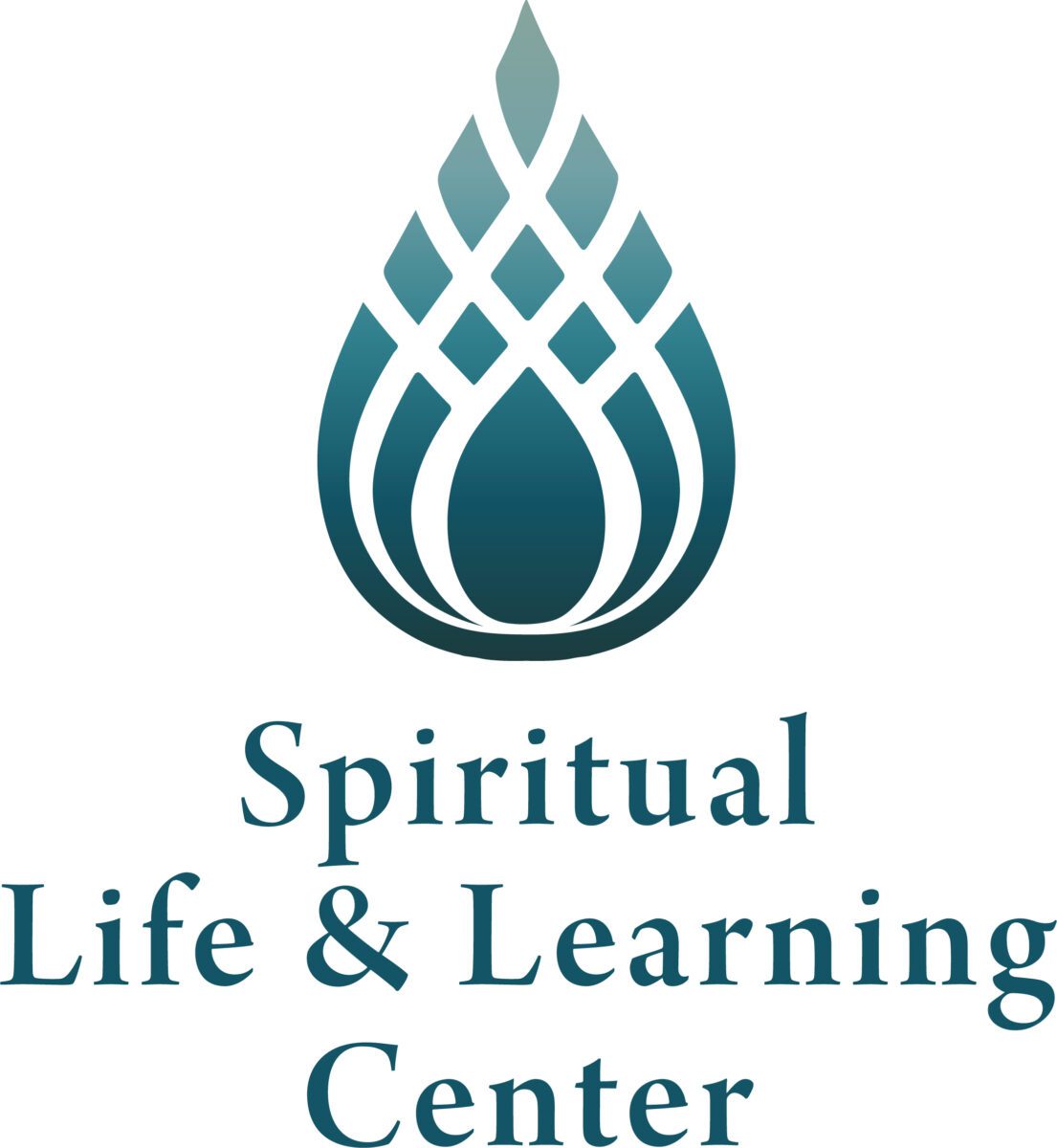 Center Logo is a teal-colored artistic rendering of a flame